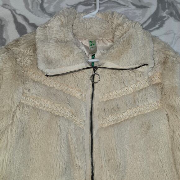 Green Tea Women's Fur Zip Up Jacket Tan Size L - Picture 3 of 10